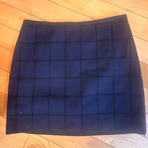 Madewell Navy Plaid Zipline Mini Skirt. Wool